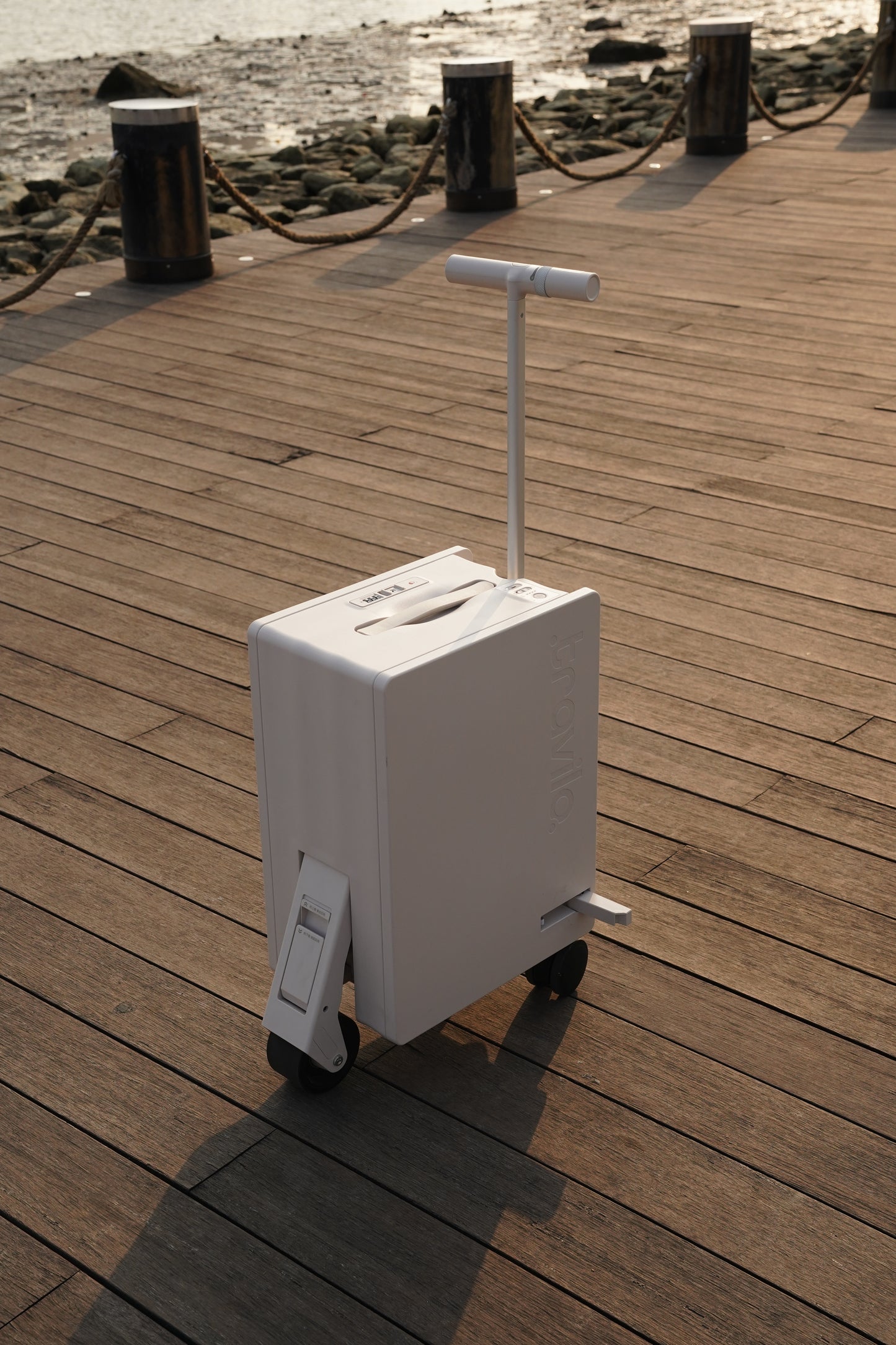 Travilo Electric Rideable Suitcase Smart Travel Luggage Easy Airport Mobility